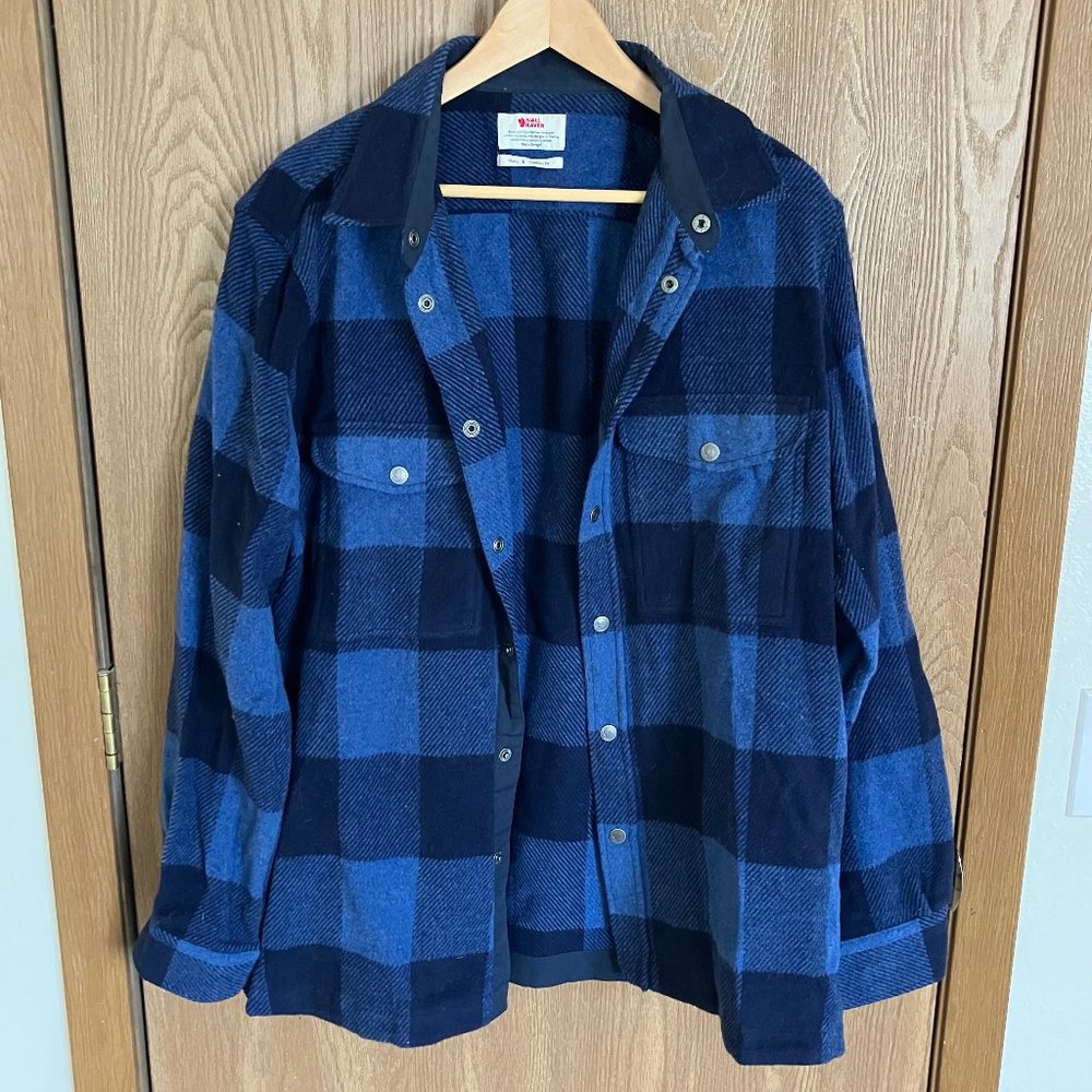 Fjallraven Blue and Navy Buffalo Check Lightweight Shirt Jacket